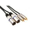HQ-Power Xlr-rca kabel - 2 x xlr 3-polig naar 2 x rca mannelijk - 1 m