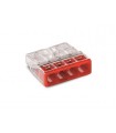 Wago Compact-lasklem - voor massieve geleiders - max. 2.5 mm² - 4-draads - behuizingskleur transparant - kleur afdekking rood